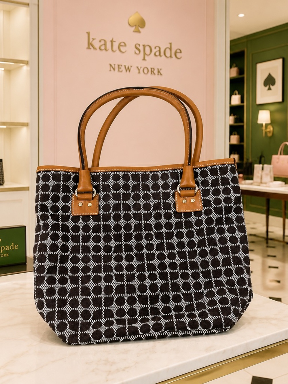 kate spade Black, Red & Tan Jacquard Stripe Tote - Picture 8 of 15